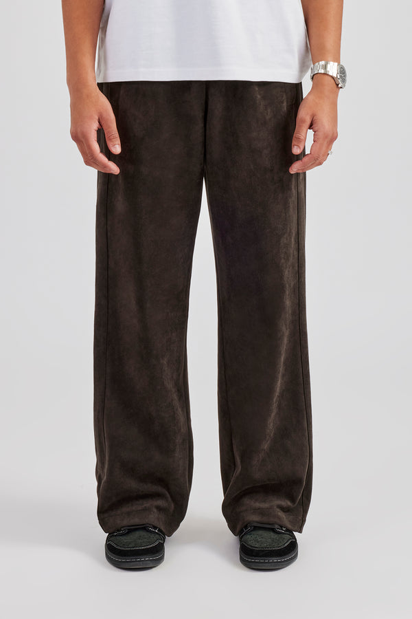 Suede Straight Leg Jogger - Charcoal