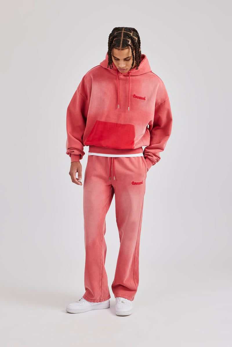 Washed Pocket Boxy Tracksuit - Red