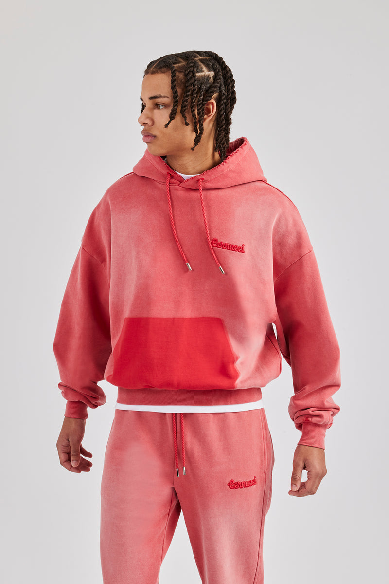 Washed Pocket Boxy Tracksuit - Red