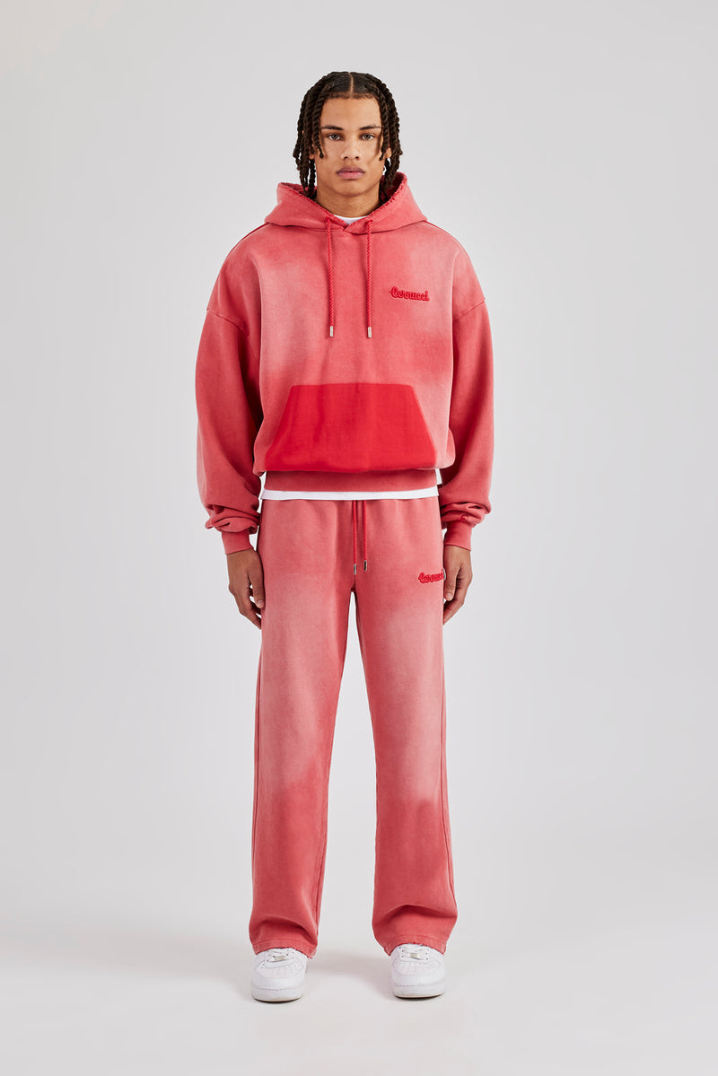 Washed Pocket Boxy Tracksuit - Red