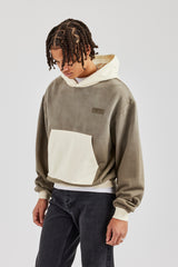 Ombre Wash Contrast Pocket Hoodie Khaki