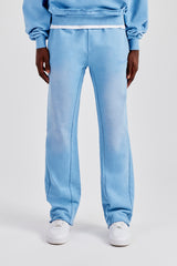 Washed Slim Flare Joggers - Blue