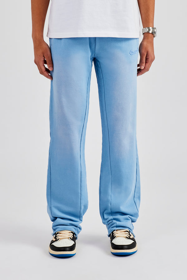 Washed Slim Flare Joggers - Blue