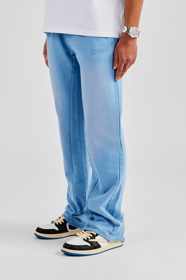 Washed Slim Flare Joggers - Blue