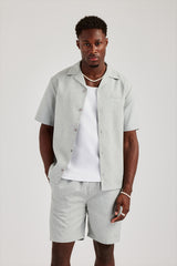 Striped Button Front Revere Shirt & Short Set