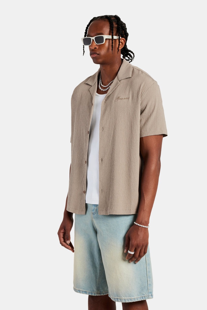 Textured Revere Shirt - Stone