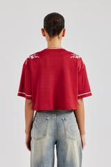 86 Cropped Mesh Top - Cherry Red