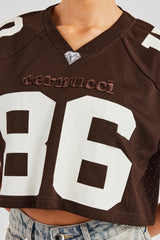 Cropped Varsity Football Top - Chocolate