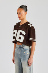 Cropped Varsity Football Top - Chocolate