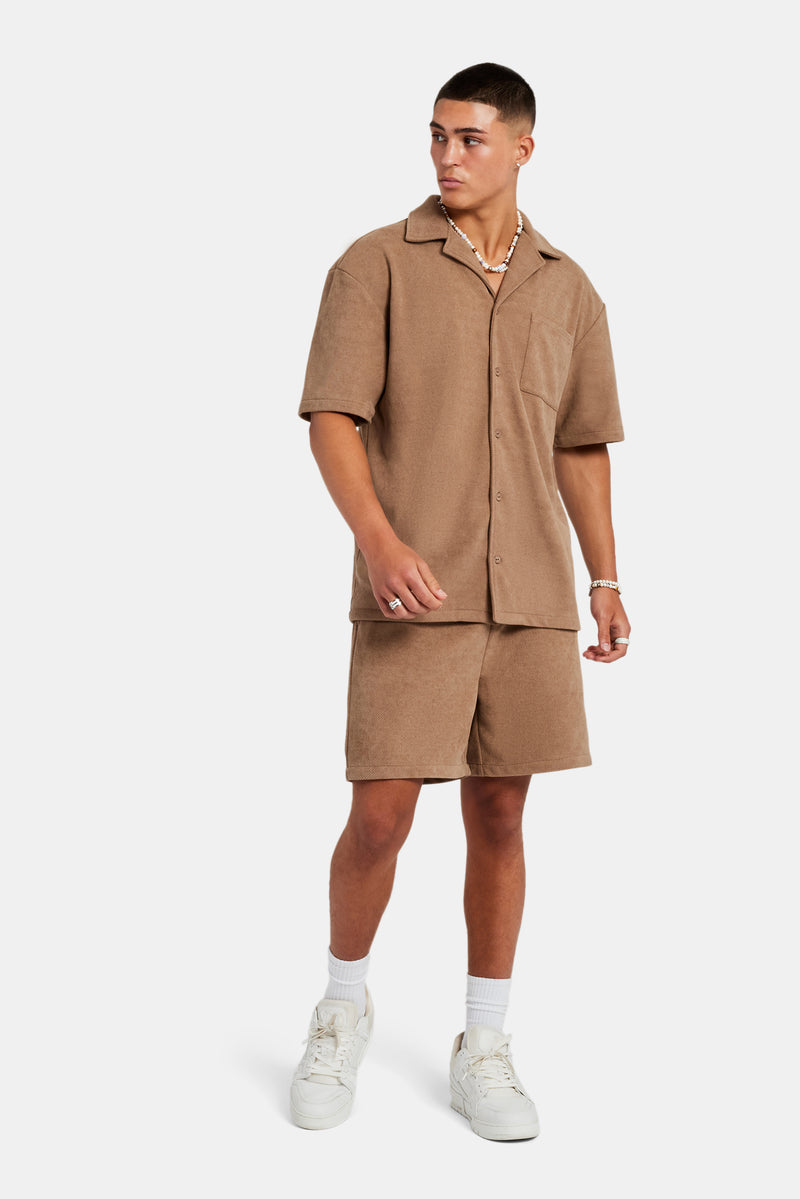 Heavyweight Textured Shirt & Short Set - Mocha