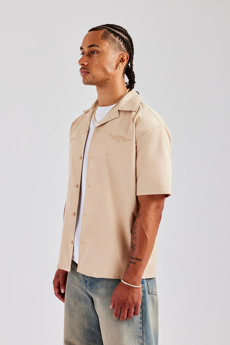 Nylon Embroidered Shirt - Sand