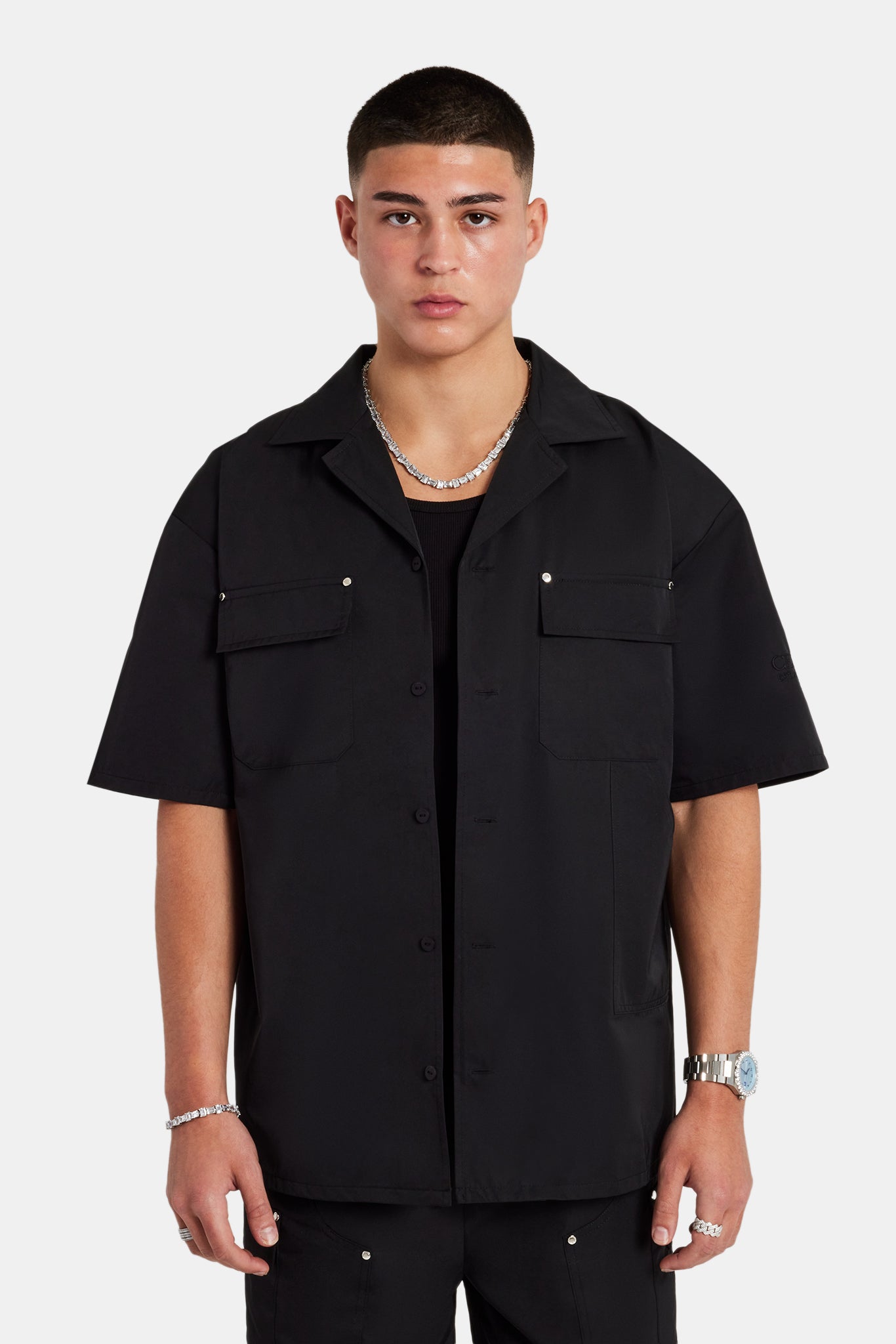 Carpenter Nylon Embroidered Shirt - Black | Mens Shirts | Shop Plain ...