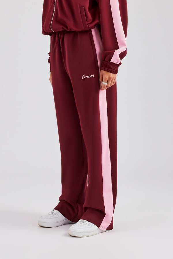 Contrast Panel Track Pant - Burgundy