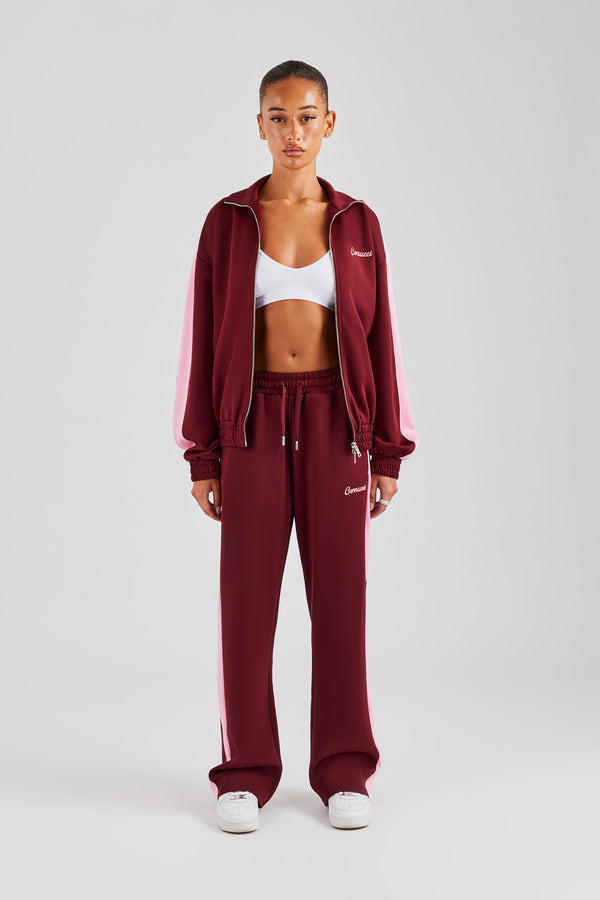 Contrast Panel Track Pant - Burgundy