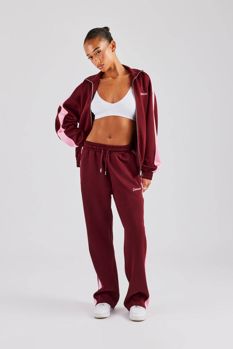 Womens Contrast Panel Track Jacket - Burgundy