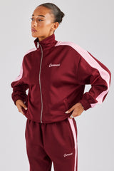 Womens Contrast Panel Track Jacket - Burgundy