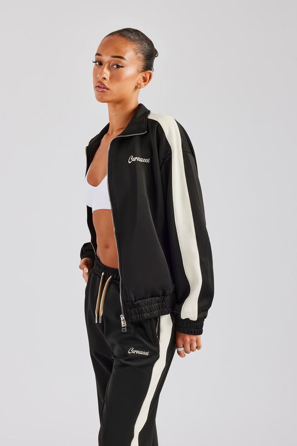 Womens Contrast Panel Track Jacket - Black