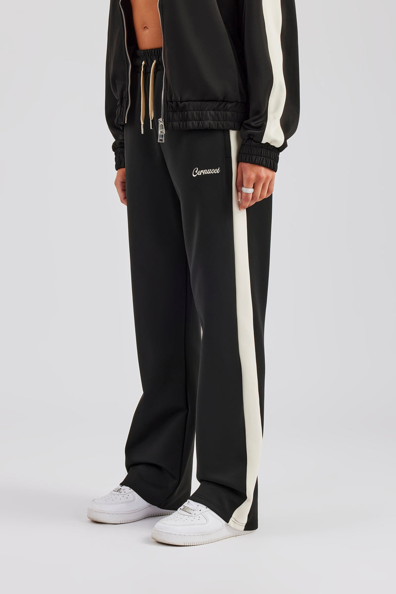 Womens Contrast Panel Track Pant - Black