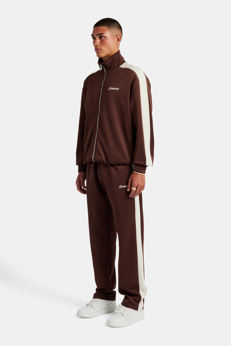 Contrast Panel Tracksuit - Chocolate