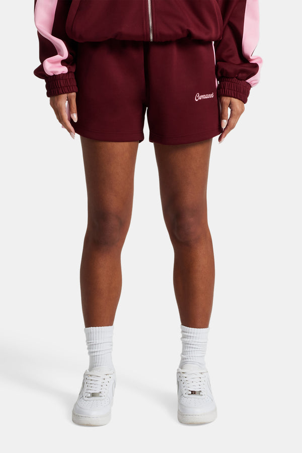 Womens Contrast Panel Shorts - Burgundy