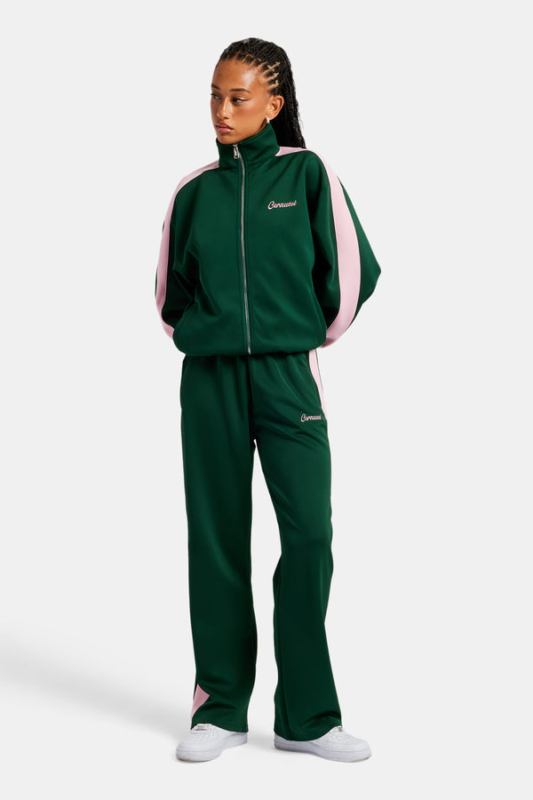 Womens Contrast Panel Tracksuit - Green