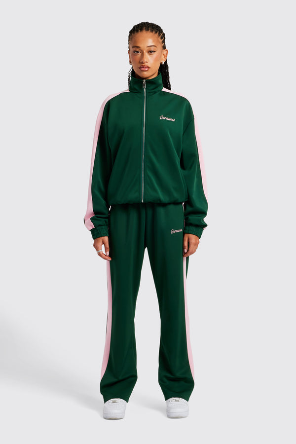 Womens Contrast Panel Tracksuit - Green