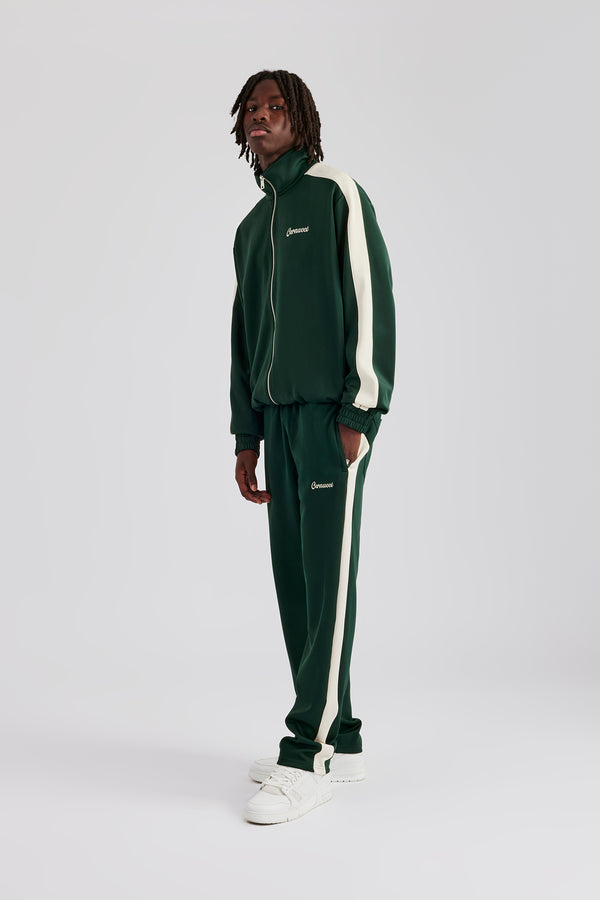 Contrast Panel Track Pant - Forest