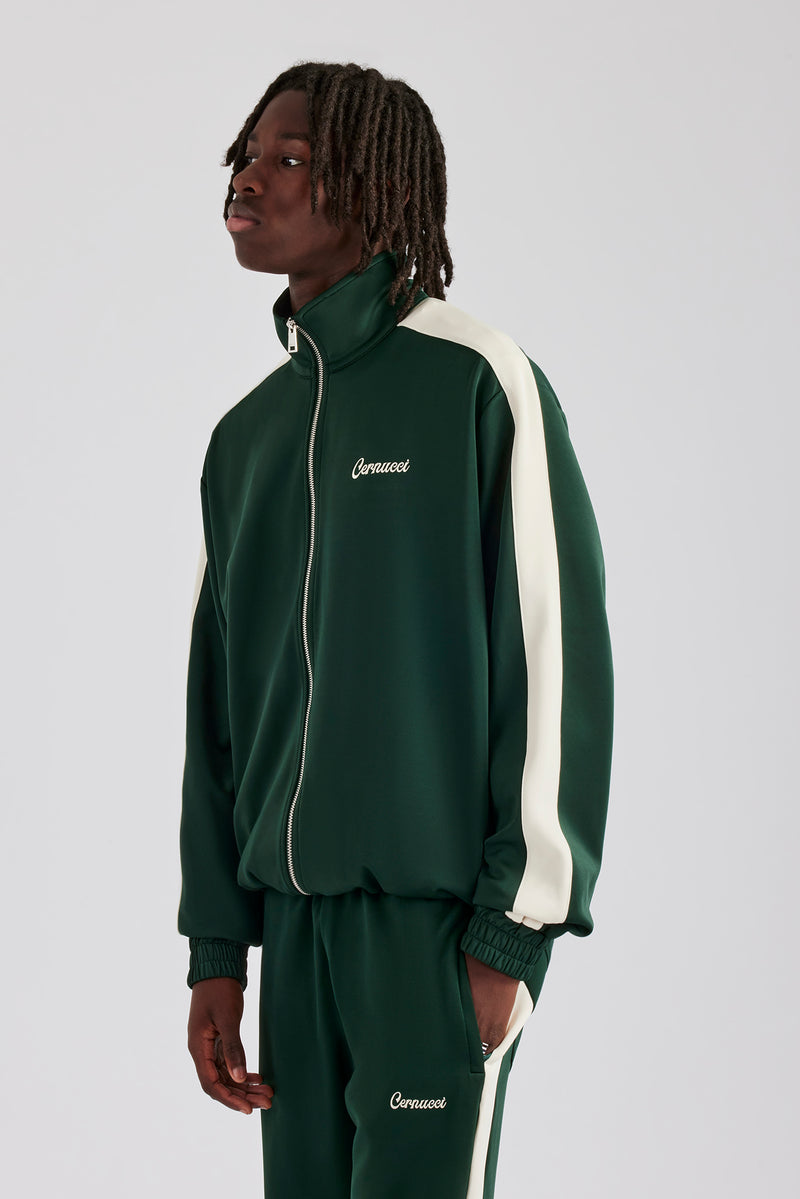 Contrast Panel Track Jacket - Forest Green