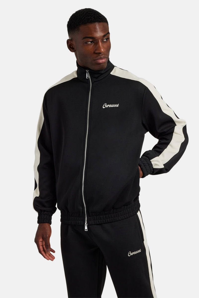 Contrast Panel Track Jacket - Black