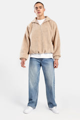 Borg Half Zip Sweatshirt - Stone