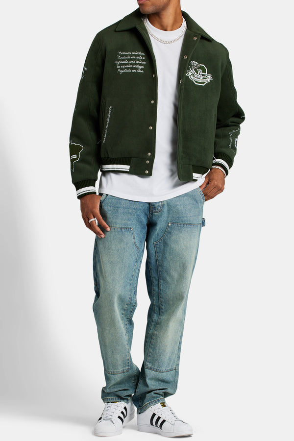 Varsity Harrington Bomber Jacket - Green