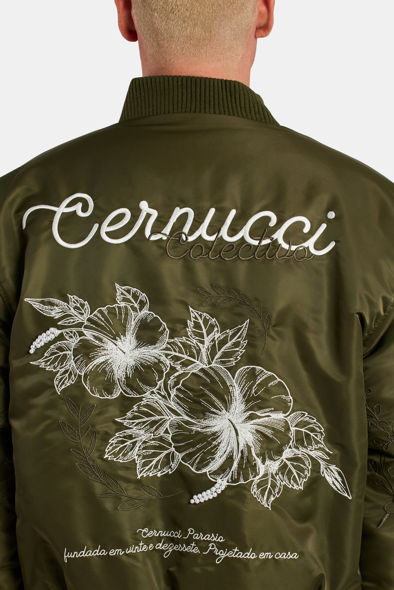 Floral Nylon Bomber Jacket