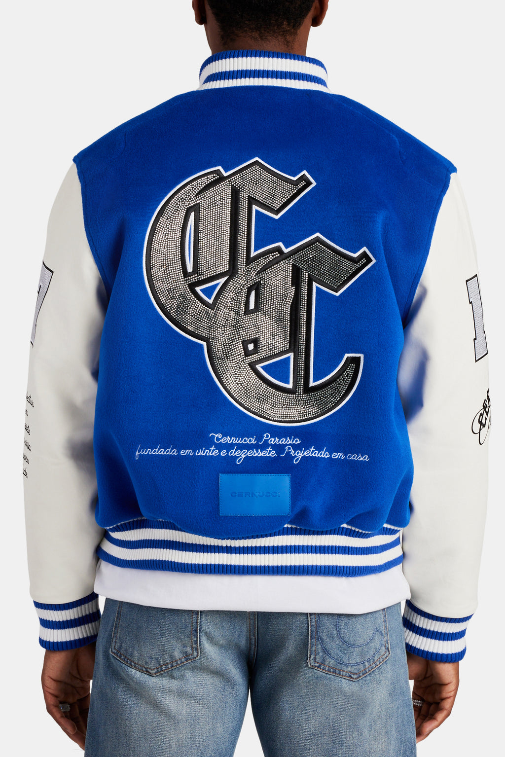 Limited Edition Cernucci Rhinestone Varsity Bomber - Cobalt | Mens ...