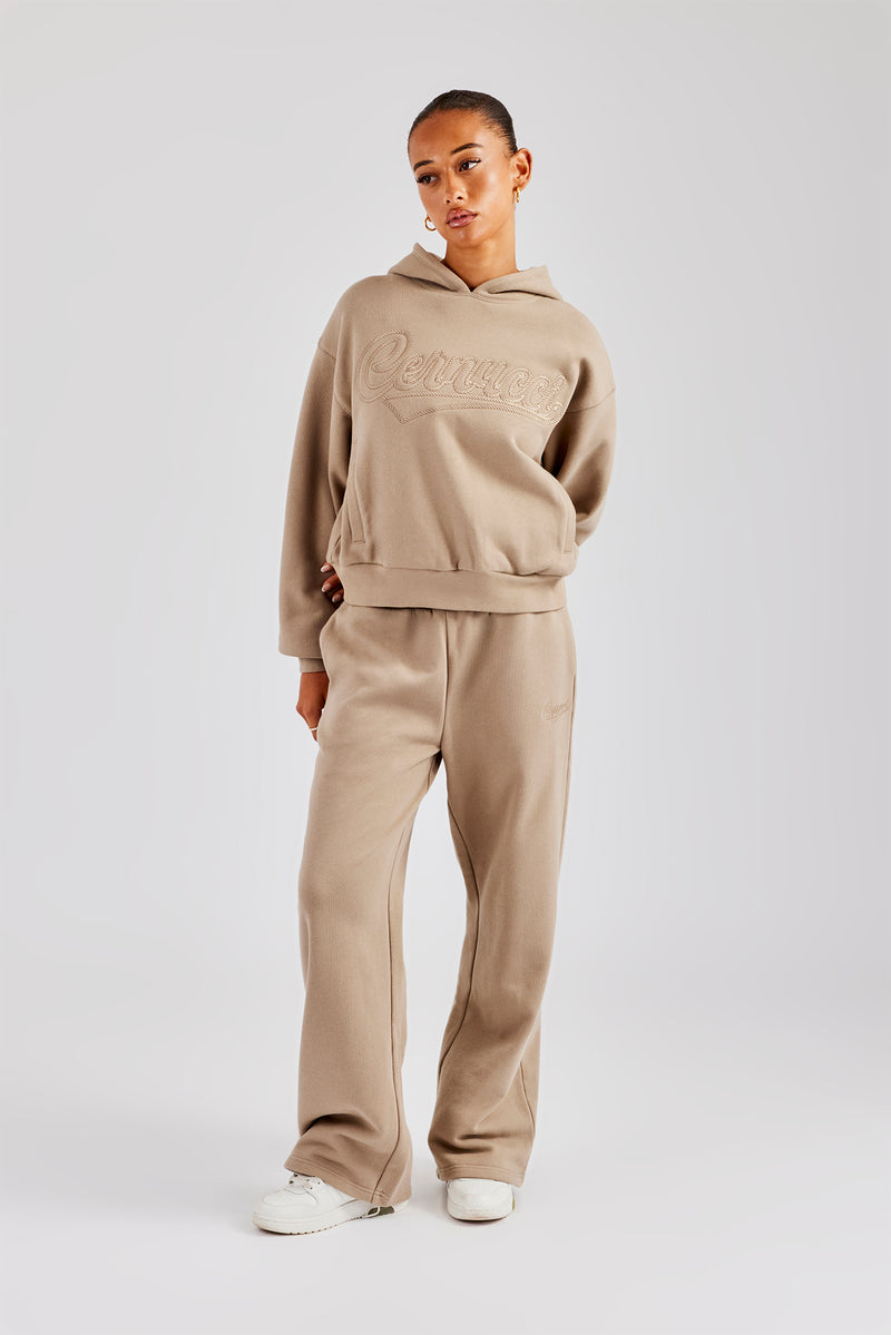 Rope Embroidery Wide Leg Jogger - Taupe