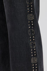 Embellished Relaxed Fit Jean - Washed Black