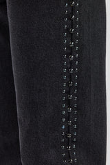 Stacked Leg Studded Denim Jean