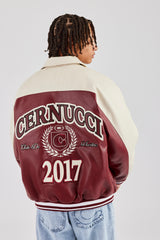 Oversized Vintage Bomber Jacket - Red