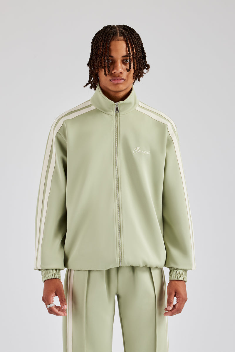 Zip Through Taping Track Jacket - Sage