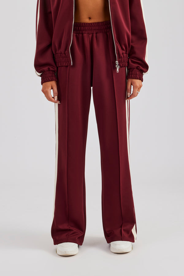 Taping Wide Leg Track Pant - Burgundy