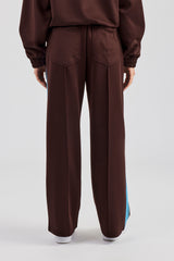 Blue Taping Wide Leg Track Pant - Chocolate