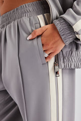 Taping Wide Leg Track Pant - Grey