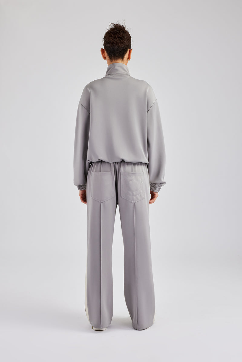 Taping Wide Leg Track Pant - Grey