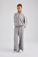 Funnel Neck Taping Zip Through Tracksuit - Grey