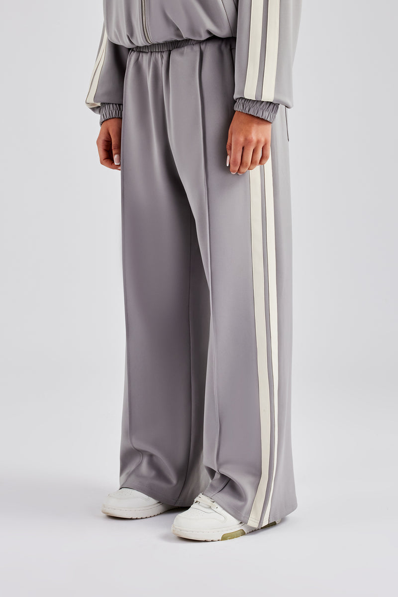 Taping Wide Leg Track Pant - Grey