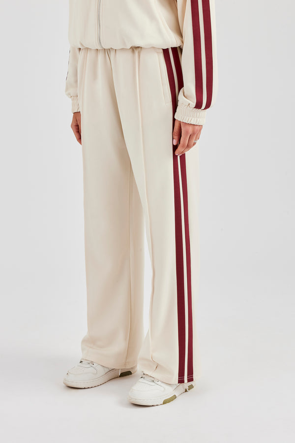 Taping Burgundy Wide Leg Track Pant - Off White