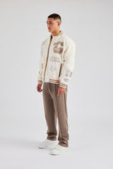 Badge Varsity Bomber Jacket - Off White