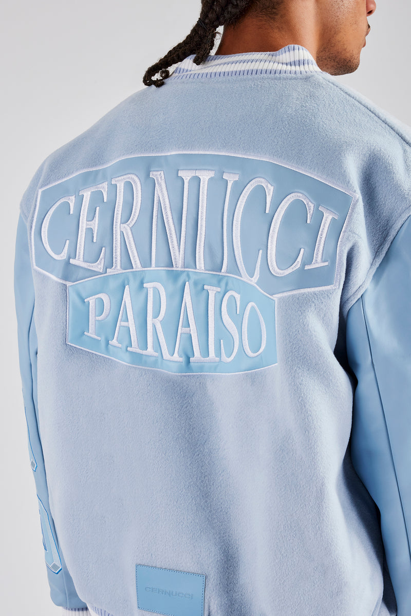 Initial Varsity Bomber Jacket - Light Blue