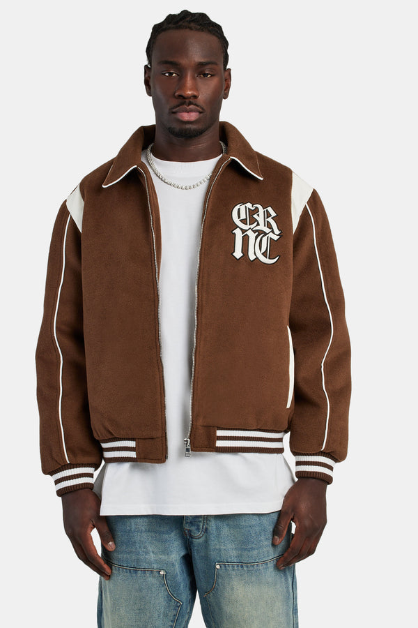 Cherub Varsity Harrington Jacket - Brown