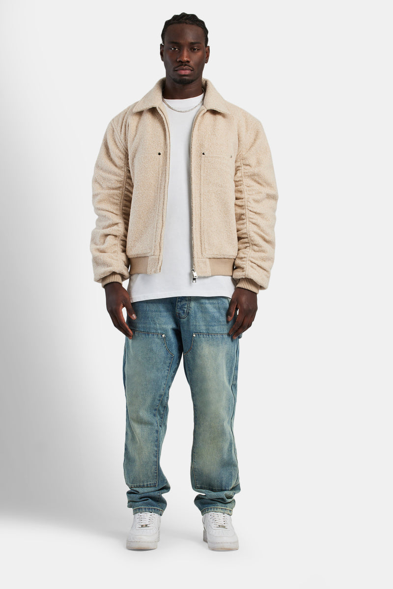 Wool Harrington Jacket - Beige