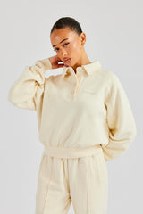 Washed Polo Sweatshirt - Butter Yellow